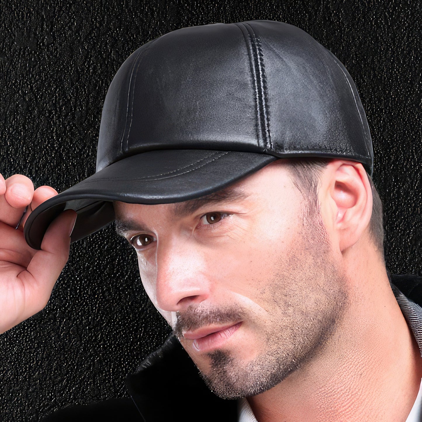 Leather Snapback Baseball Hat