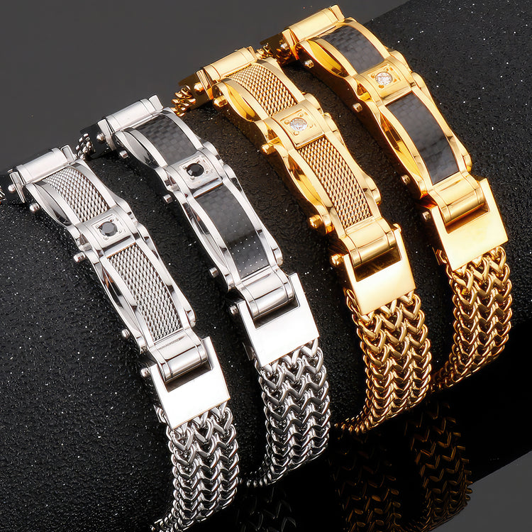Luxury Stainless Steel & Carbon Fiber Men's Bracelets
