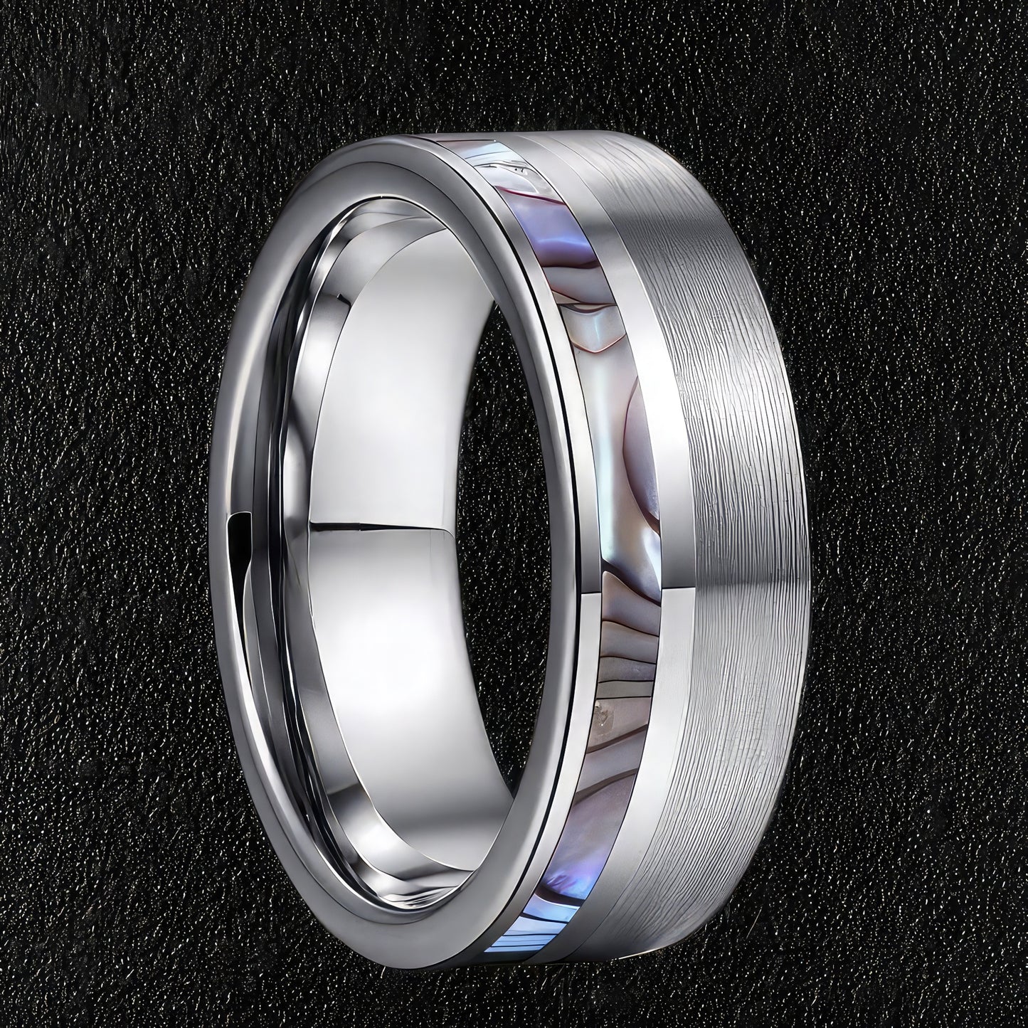 Men's Offset Abalone Ring