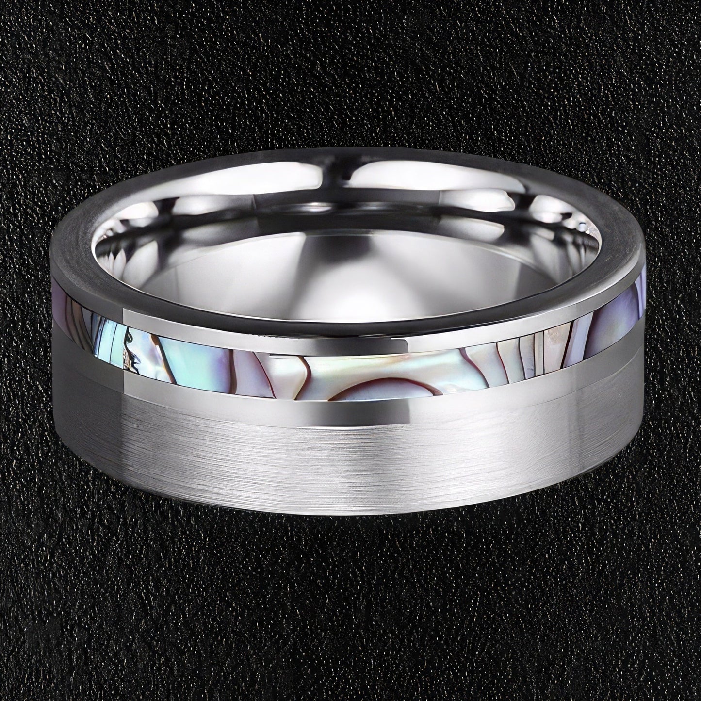 Man's Offset Abalone Ring