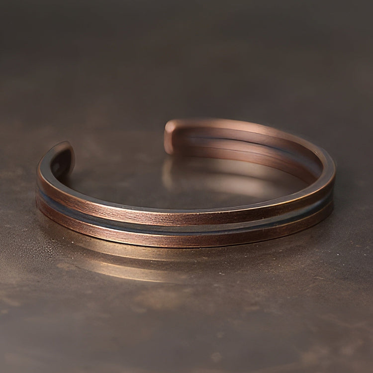 Double Banded Copper Bangle For Men