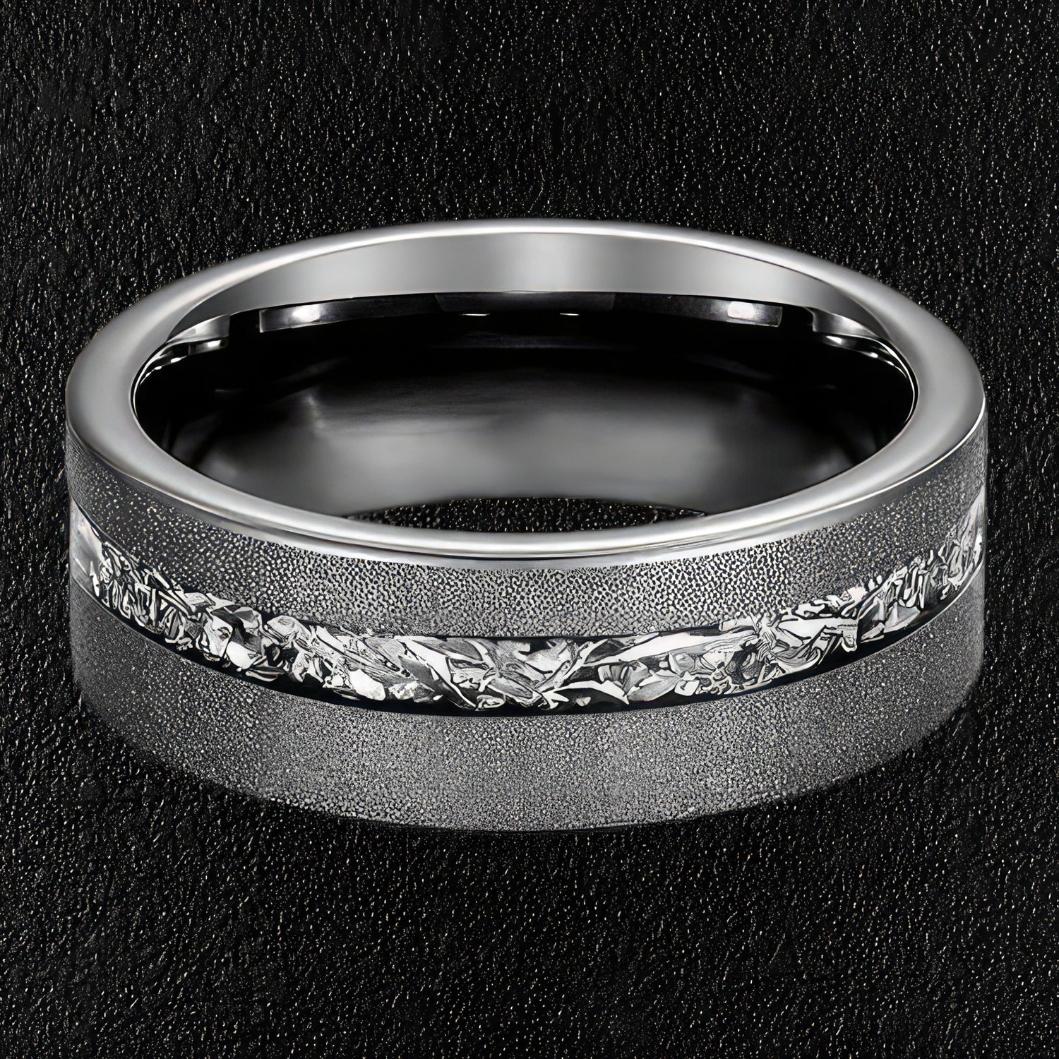 Man's Rough Ringed Tungsten Ring