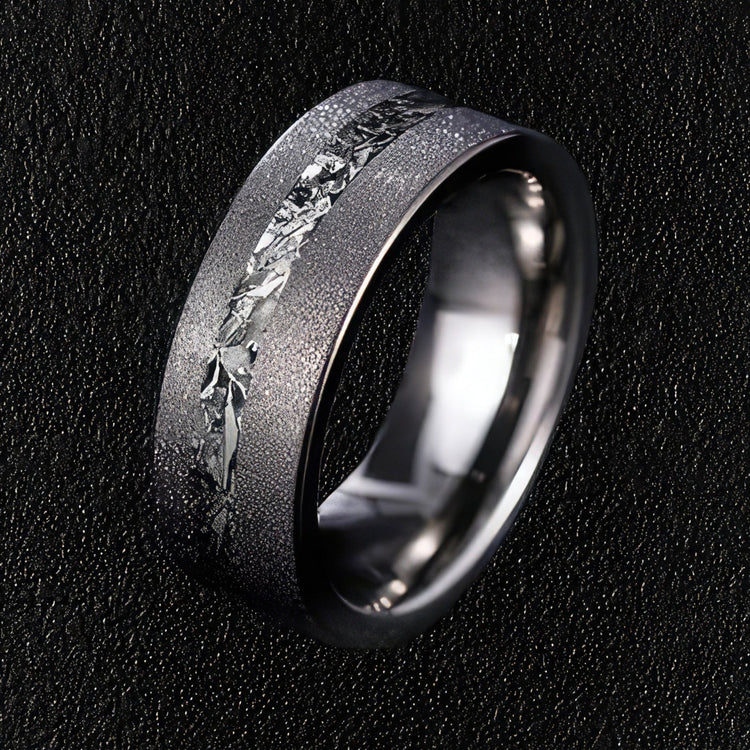 Men's Rough Ringed Tungsten Ring