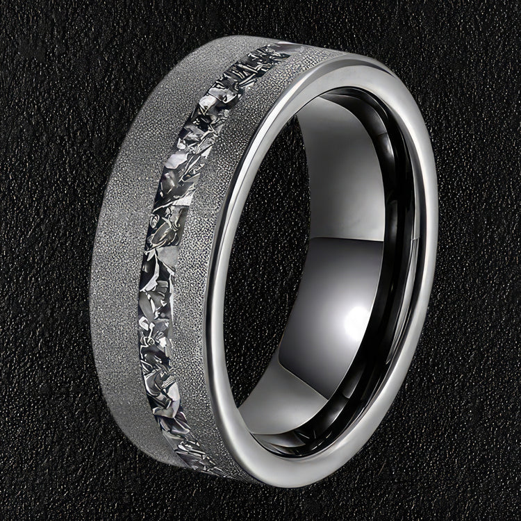 Rough Ringed Tungsten Ring