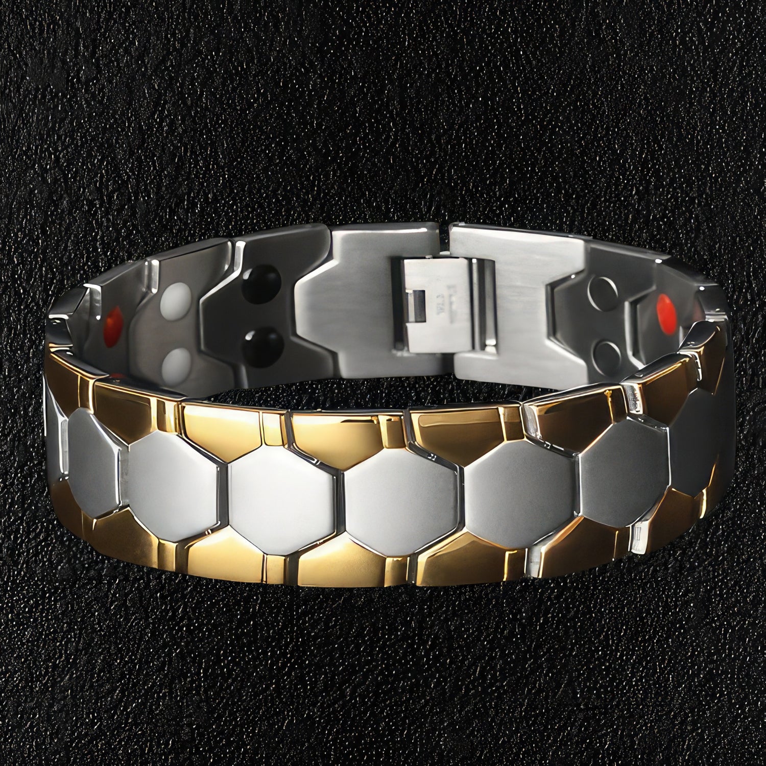 Silver & Gold Steel Hexagon Bracelet