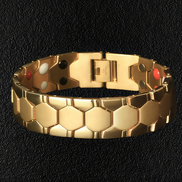 Gold Steel Hexagon Bracelet