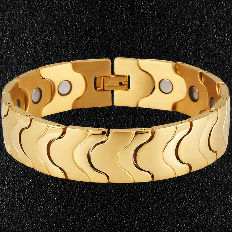 Gold Stainless Steel Wave Bracelet