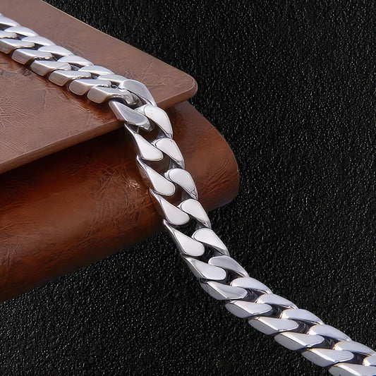 Men's 925 Silver Cuban Chain Link Bracelet
