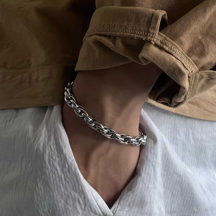 Man's Titanium Twist Link Chain Bracelet