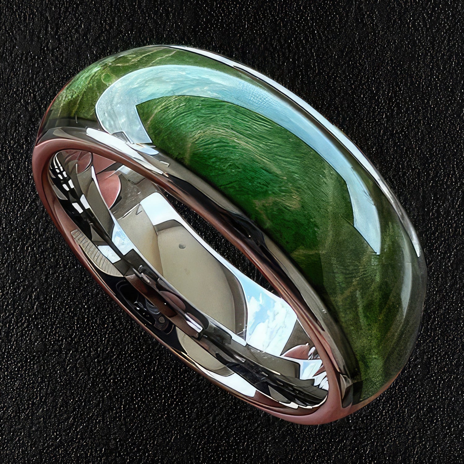 Tungsten Green Elder Wood Ring