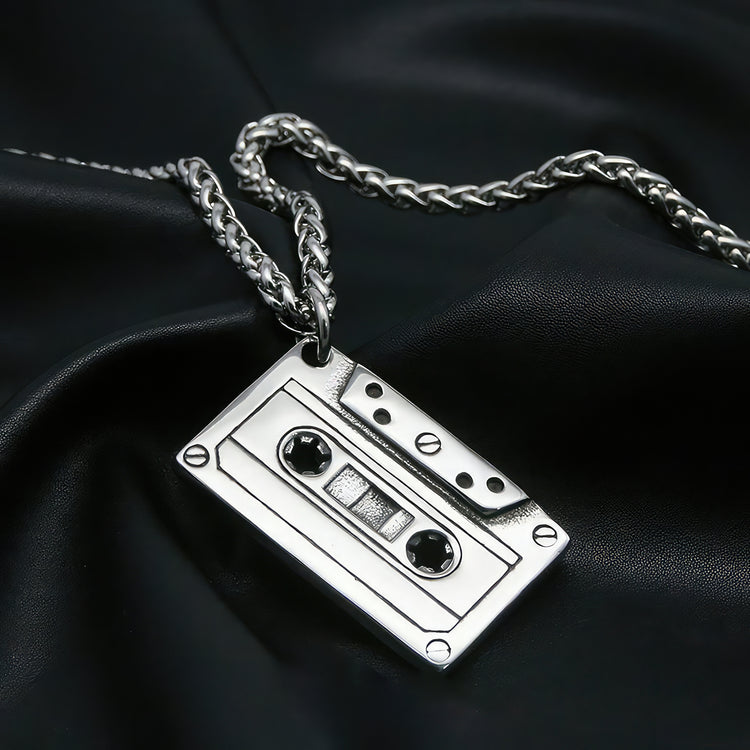 Men's Music Cassette Pendant Necklace