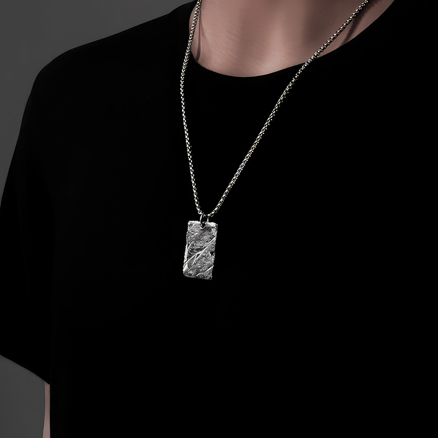 Men's Raw Titanium Pendant & Necklace