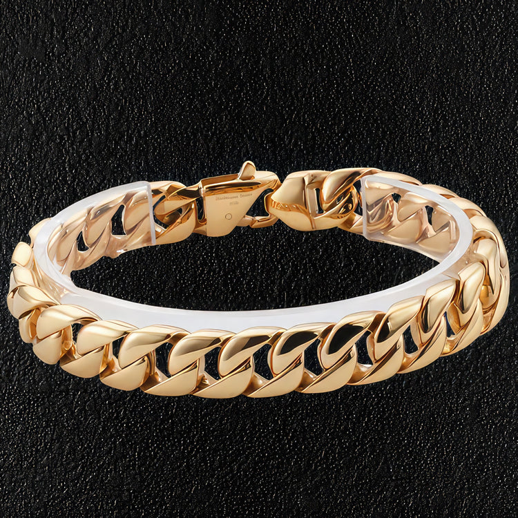 Gold Rounded Link Stainless Steel Cuban Curb Bracelet