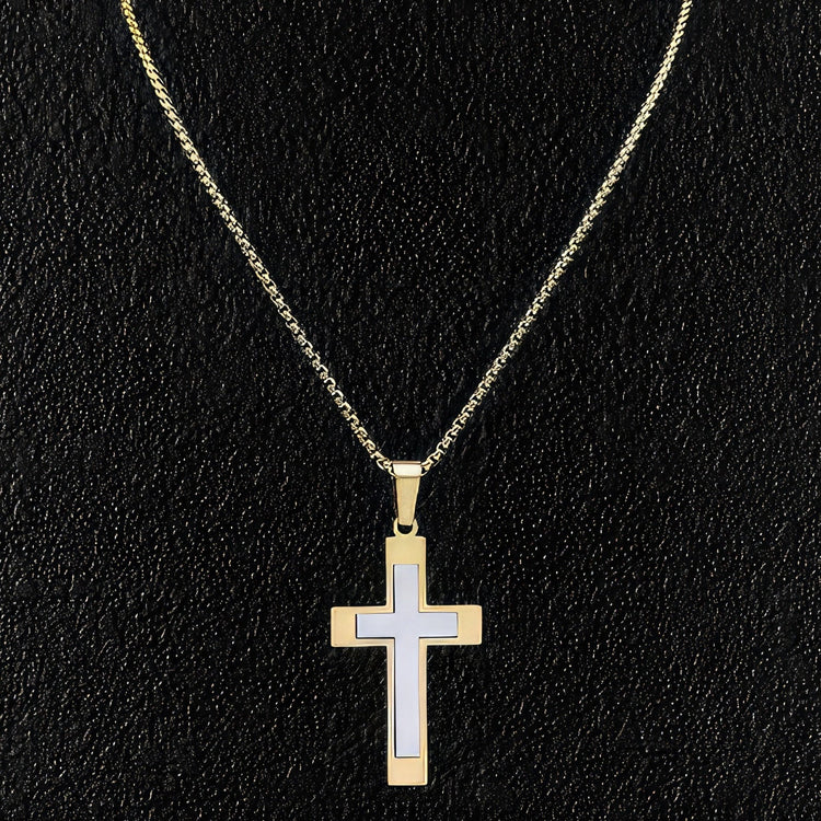 Sleek Modern Men's Cross Pendant & Necklace