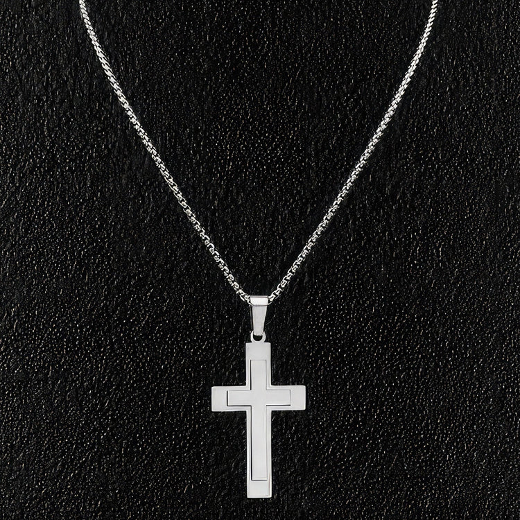 Sleek Modern Christian Cross Pendant & Necklace