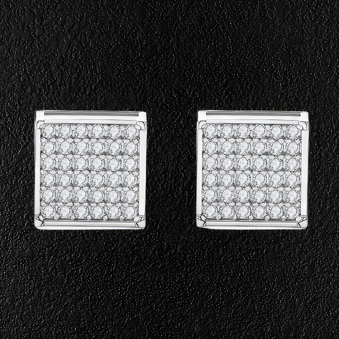 Man's Square Moissanite Iced Stud Earrings