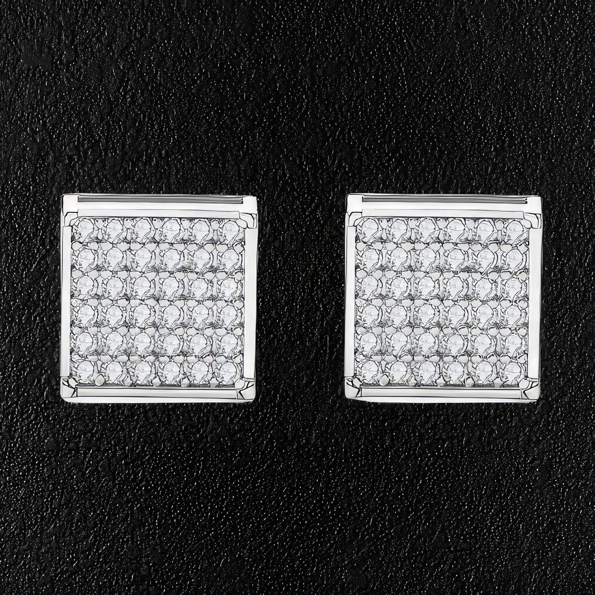 Man's Square Moissanite Iced Stud Earrings