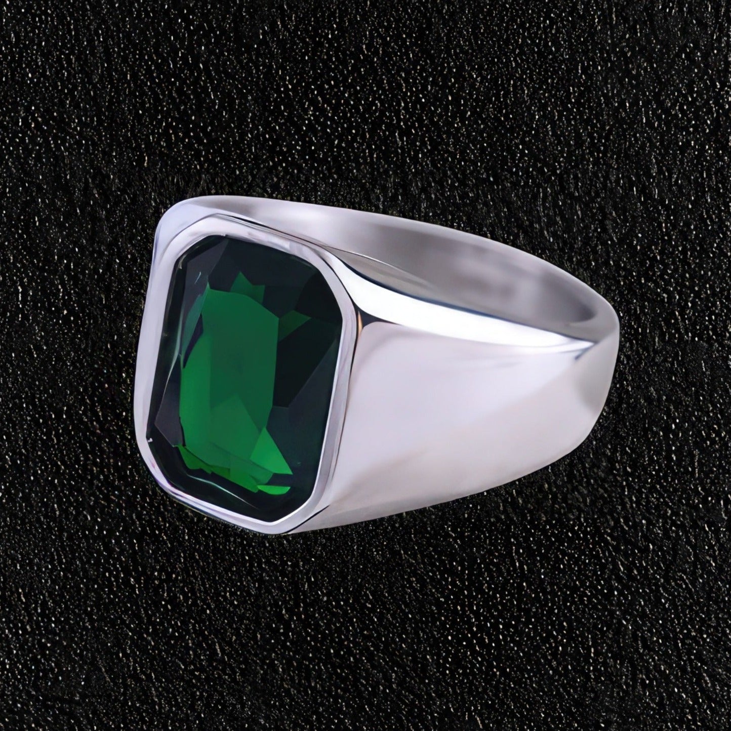 Green Crystal Signet Ring