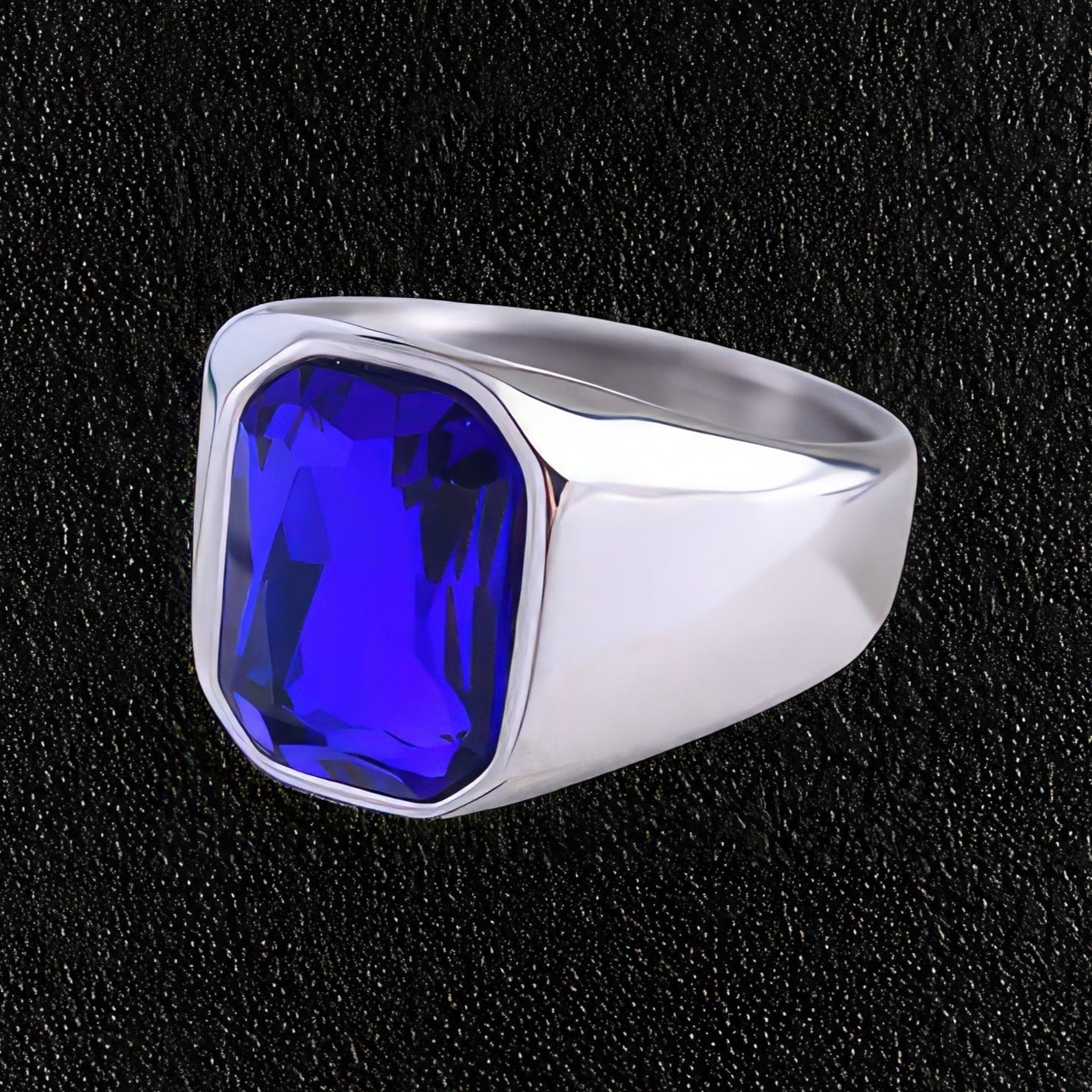 Blue Crystal Signet Ring