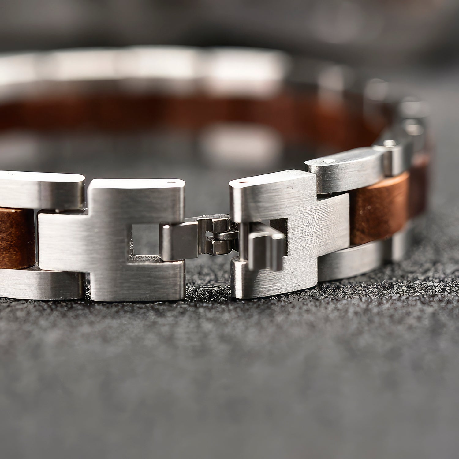 Stainless Steel & Wood Wristband