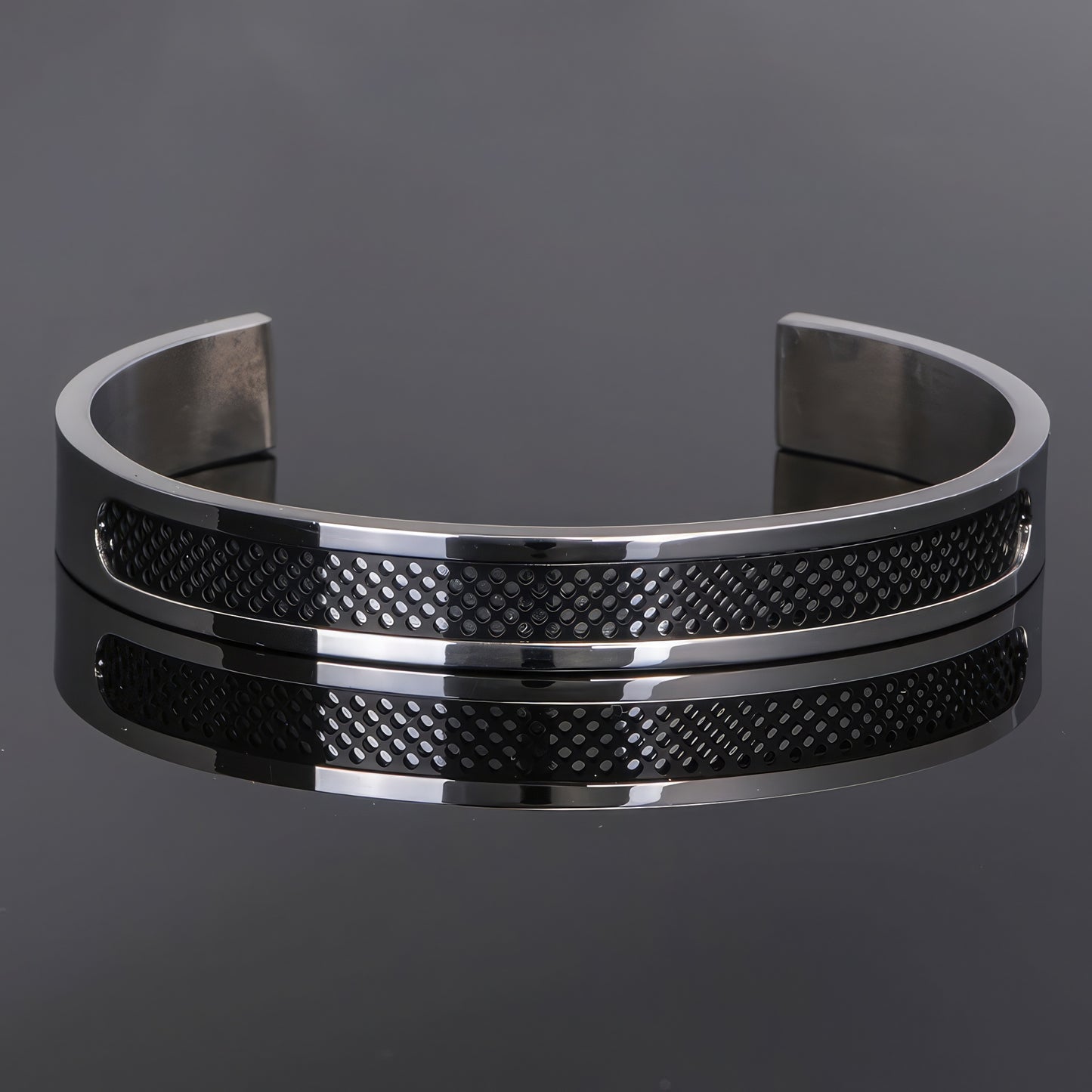 Man's Grill Faced Steel Bangle