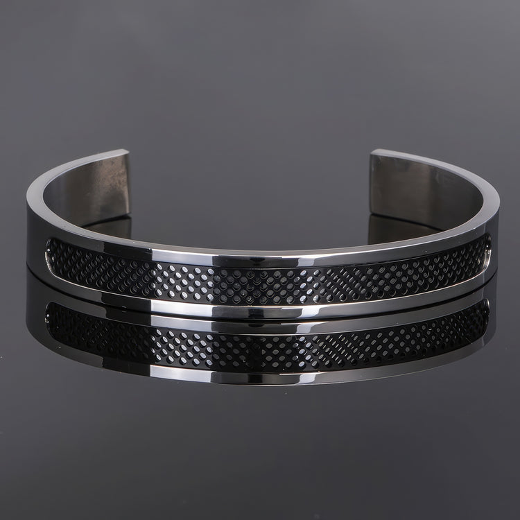 Man's Grill Faced Steel Bangle