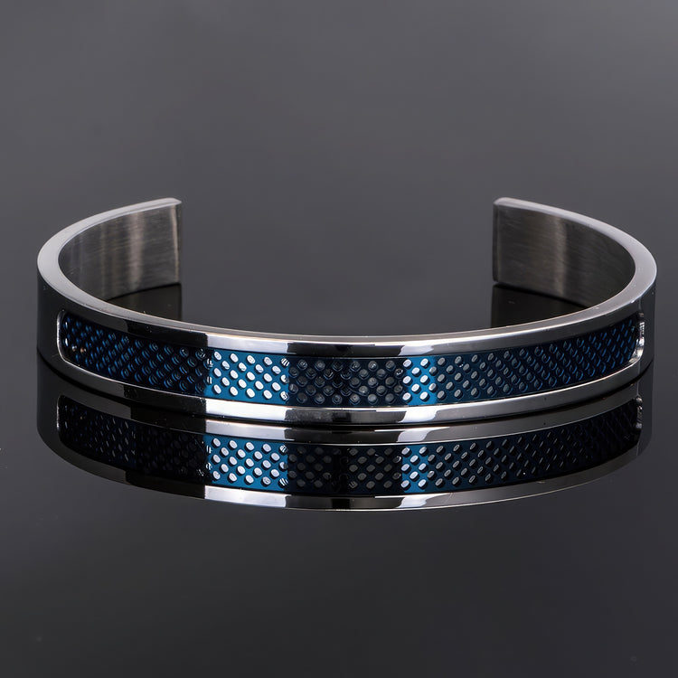 Grill Faced Steel Bangle For Men