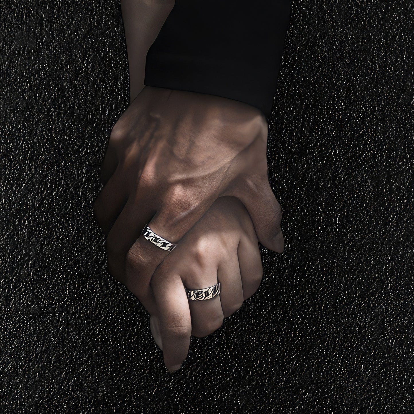 Couple's Sterling Silver Chain Ring