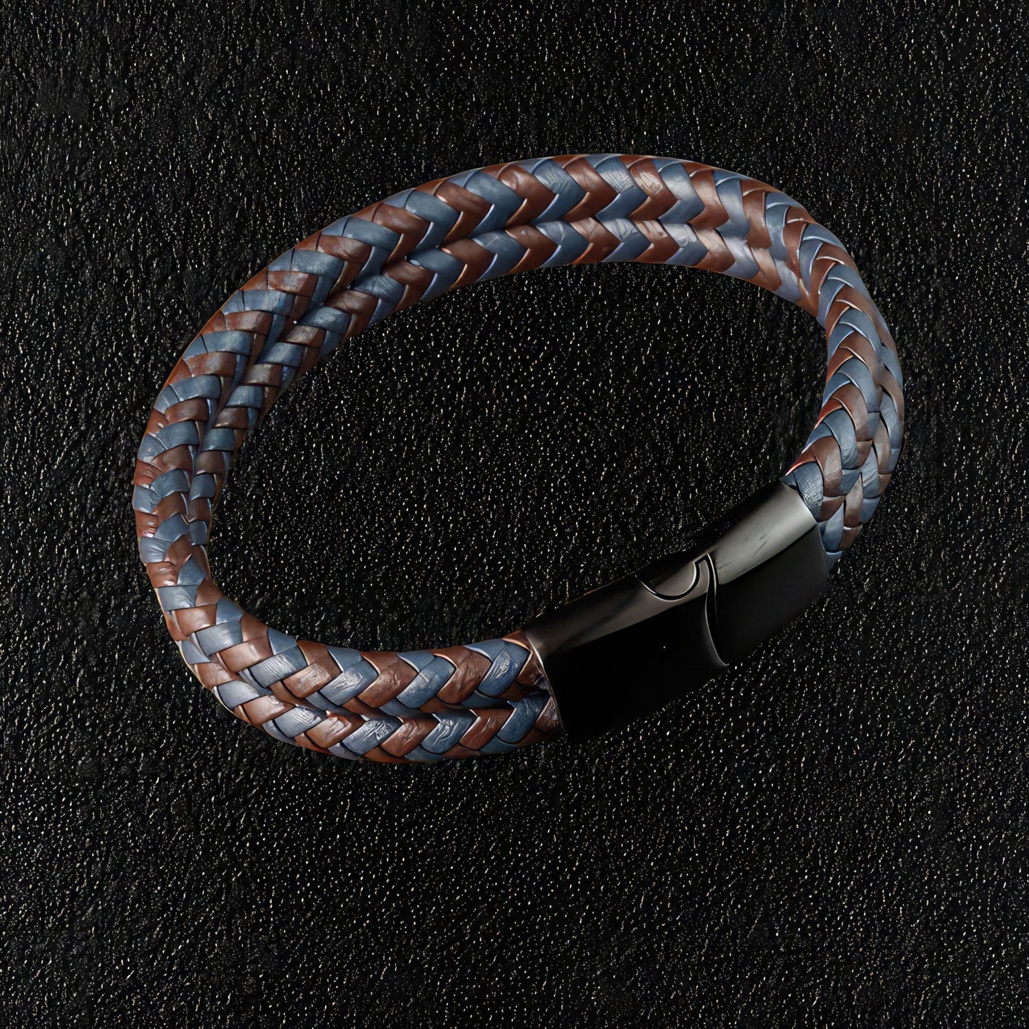 Stylish Two Tone Leather Cuff Bracelet