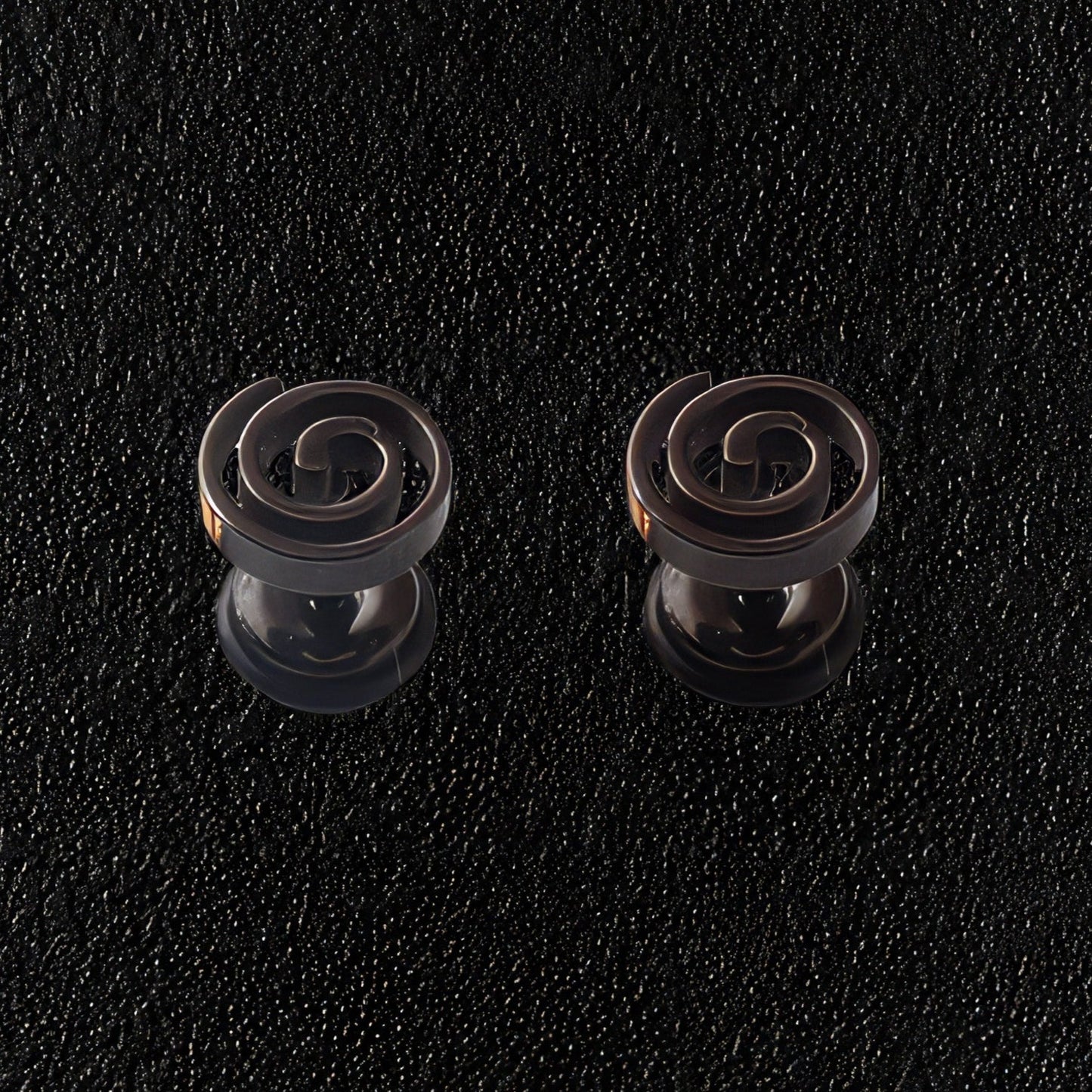 Men's Black Swirl Earrings