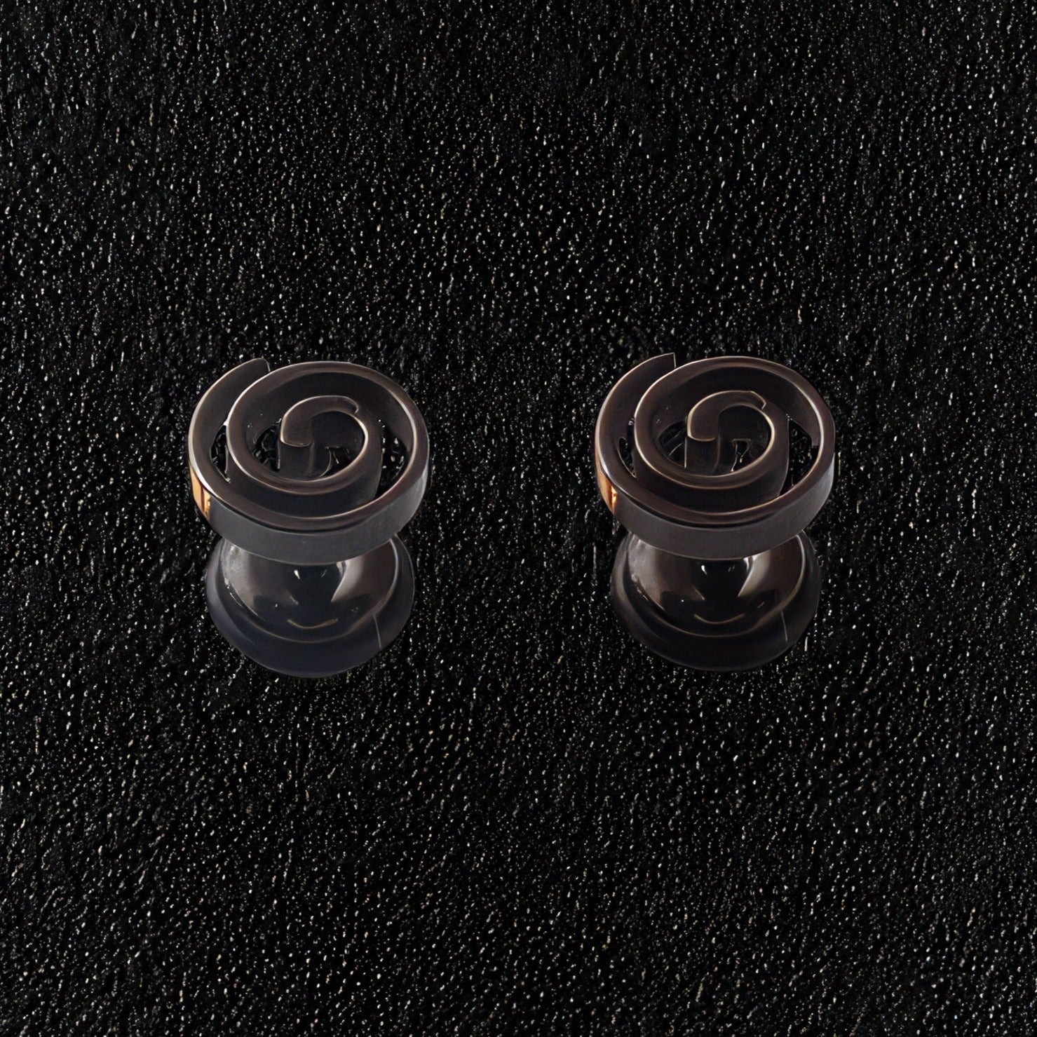 Men's Black Swirl Earrings
