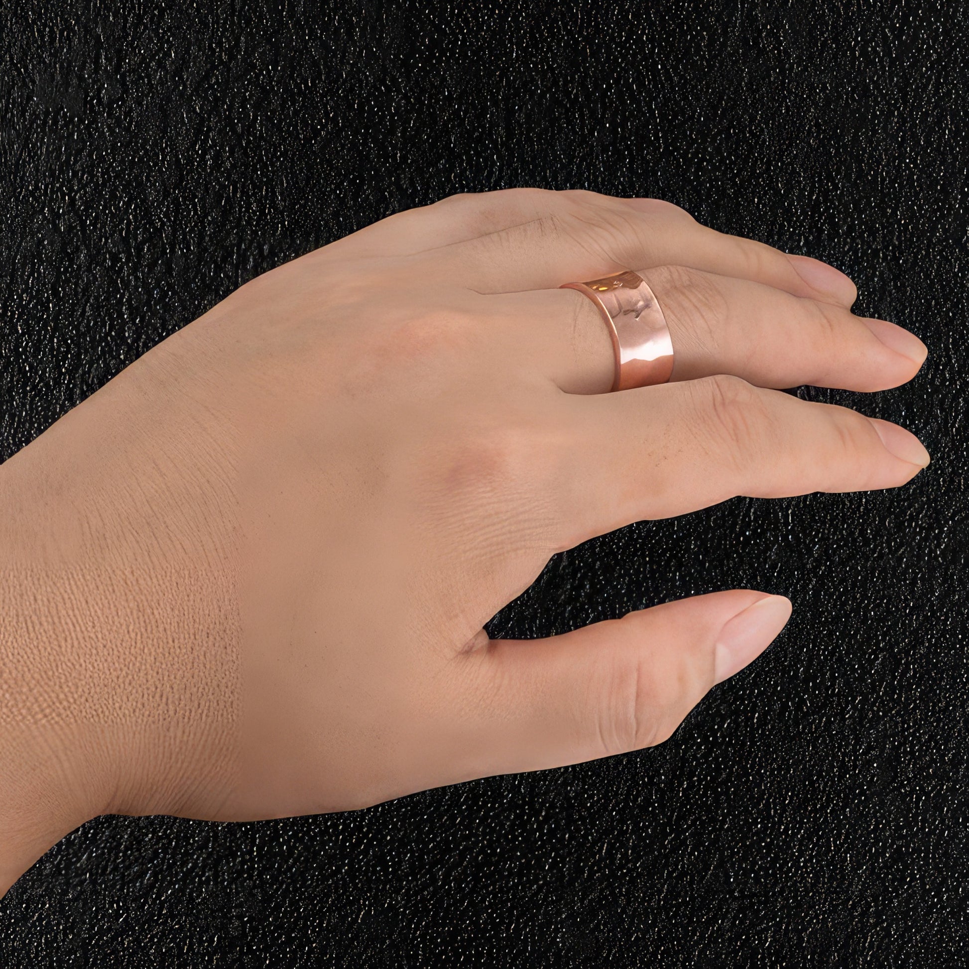 Men's Wide Concave Copper Ring