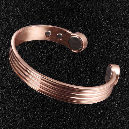 Men's Striped Copper Bangle