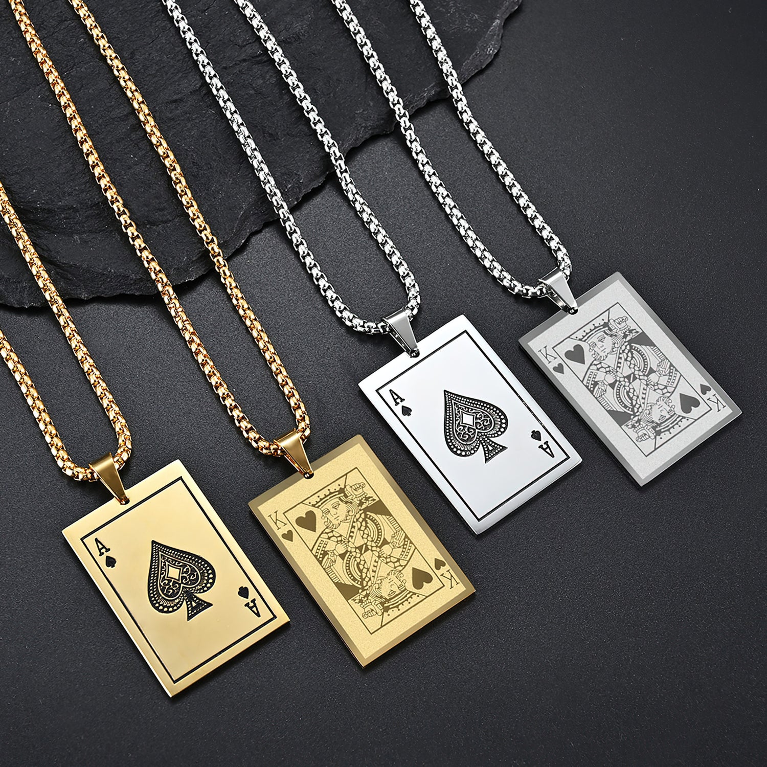 Men's Necklace Pendant Personality Lucky Ace of Spades Necklace for Men  Stainless Steel Cards Pendant Punk Rock Male Statement Jewelry Gifts for  Boyfriend Birthday Unique | Amazon.com