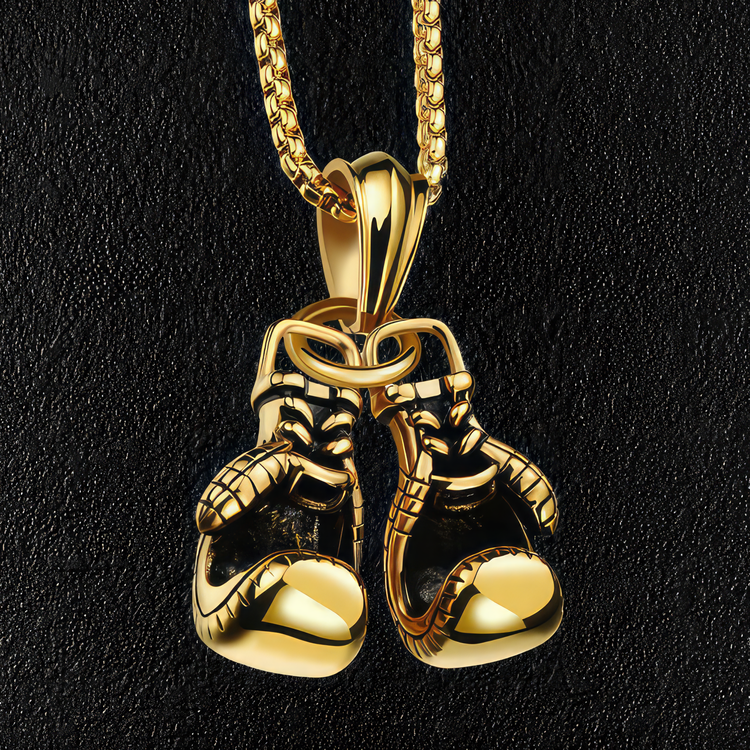 Gold Boxing Gloves Pendant & Necklace