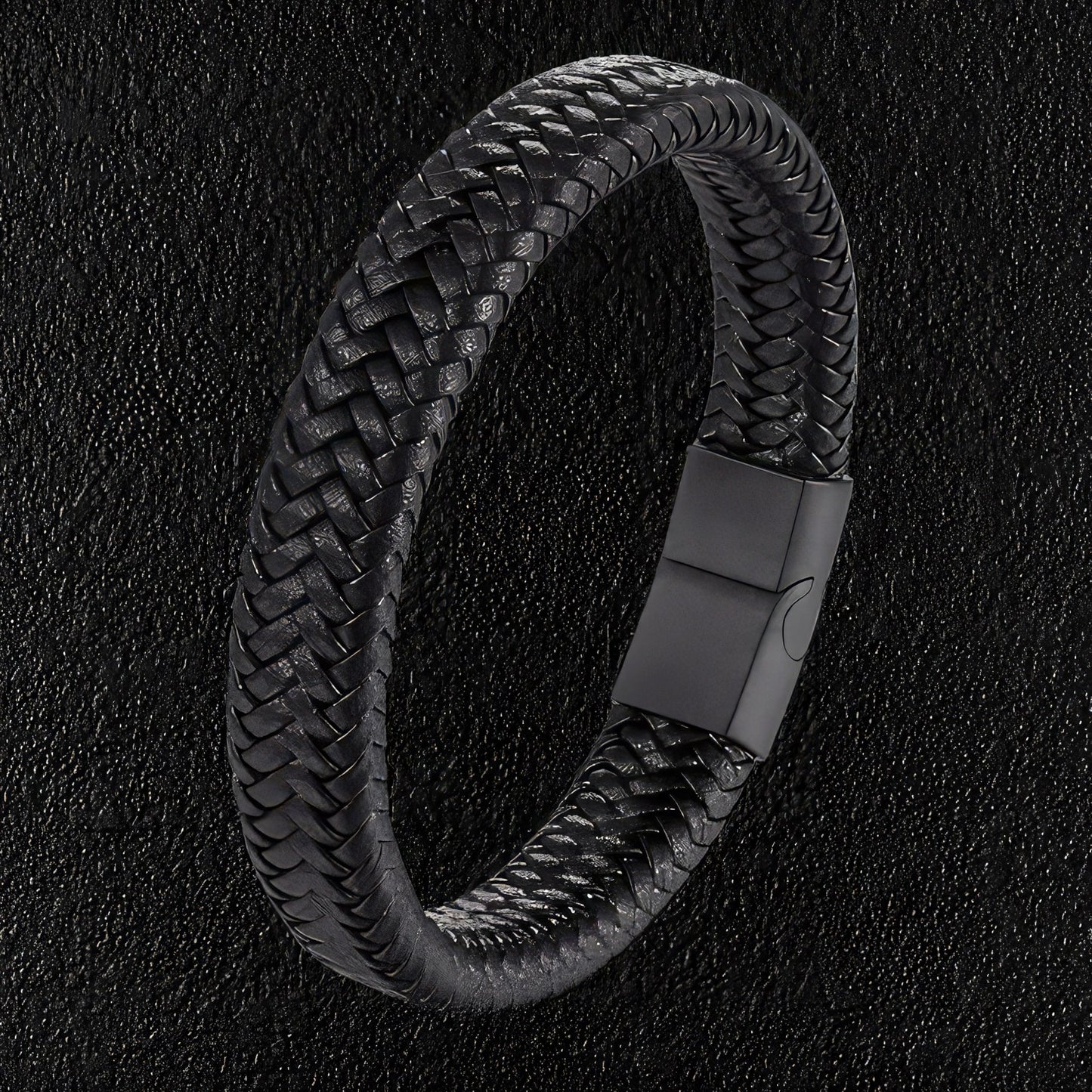 Braided Black Leather Bracelet