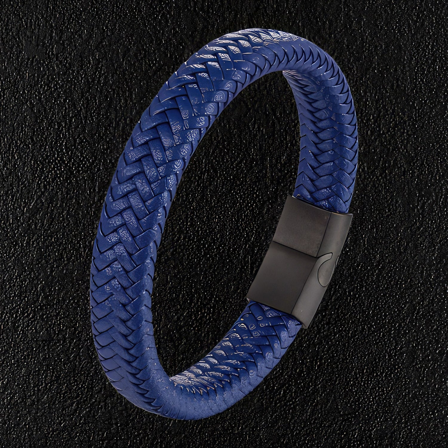 Braided Blue Leather Bracelet