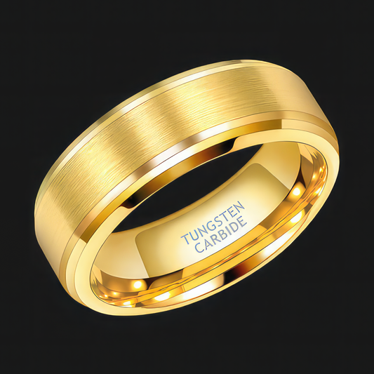 8mm Brushed Gold Tungsten Ring