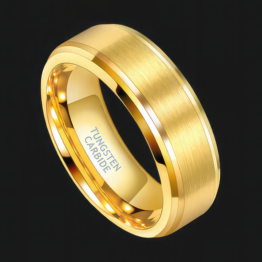 8mm Brushed Gold Tungsten Ring