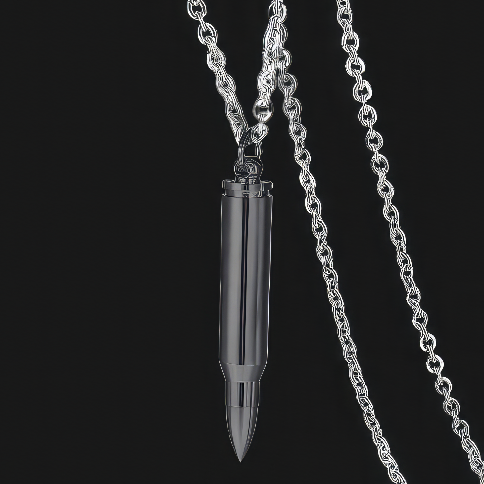 Black Steel Hollow Bullet Pendant