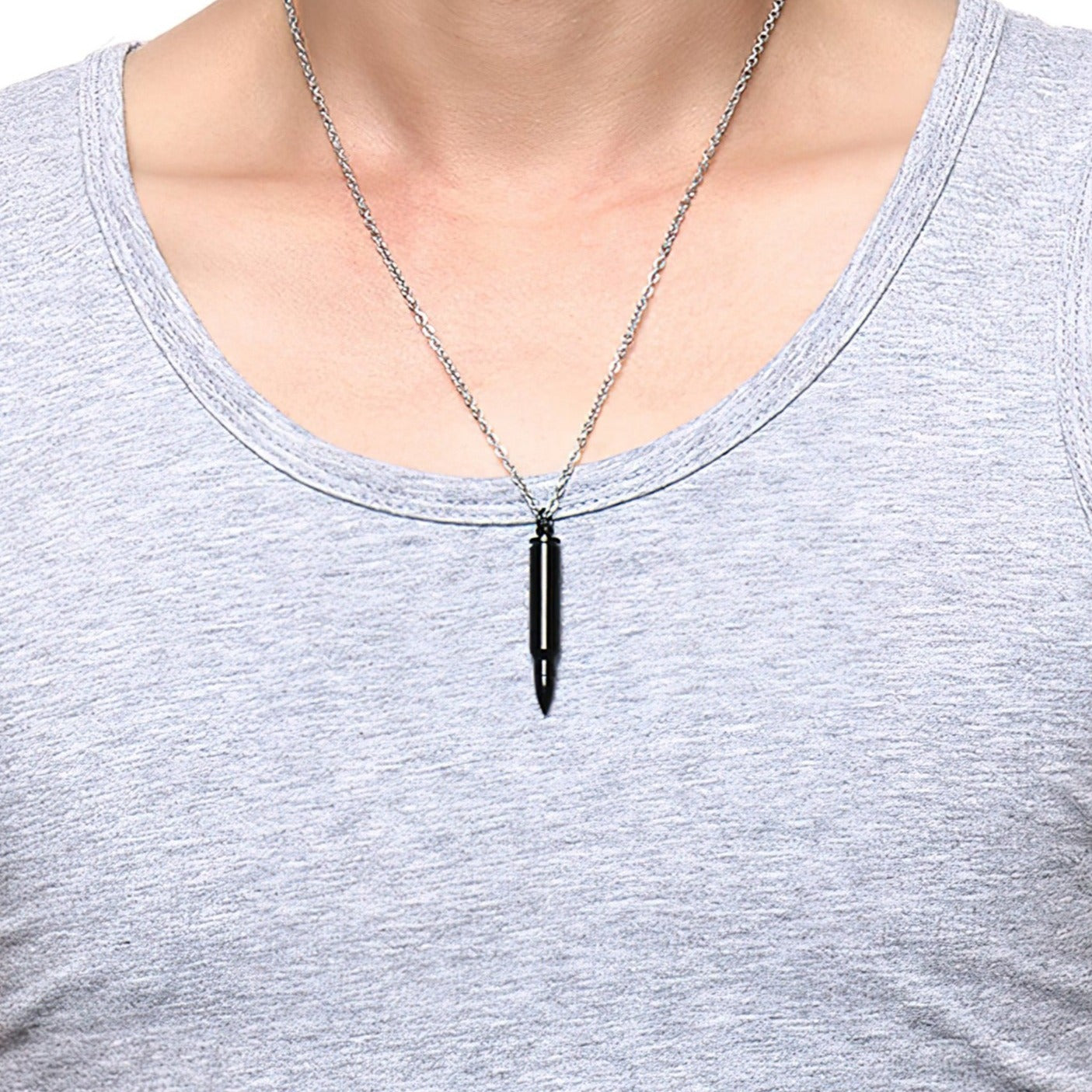 Men's Steel Hollow Bullet Pendant