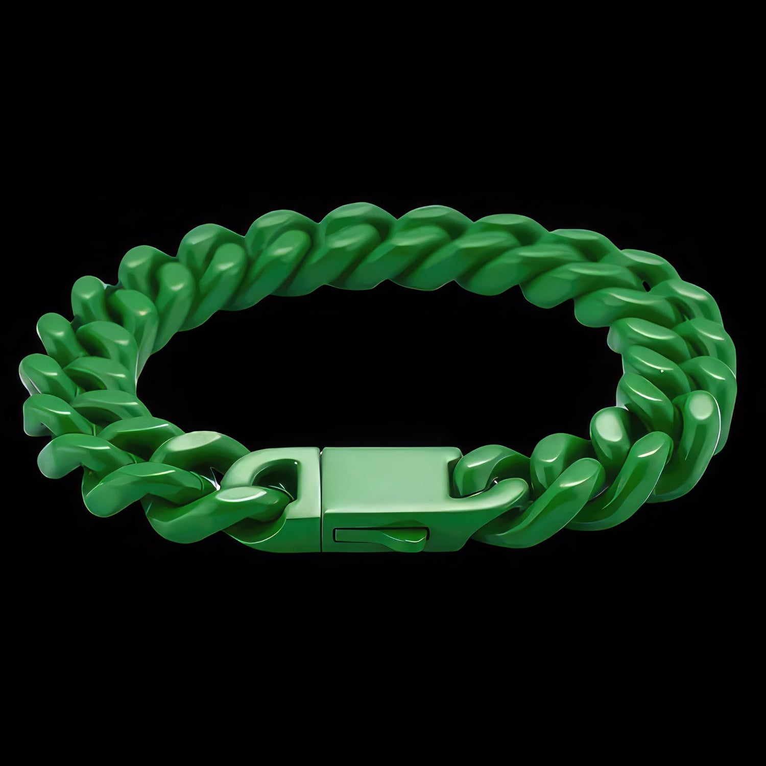 Green Cuban Chain Link Bracelet
