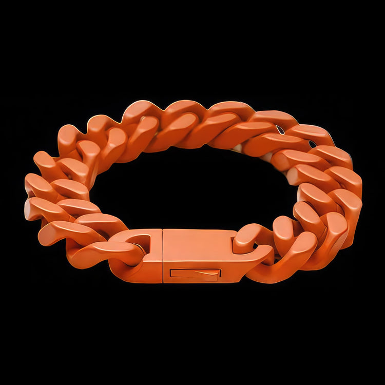 Orange Cuban Chain Link Bracelet