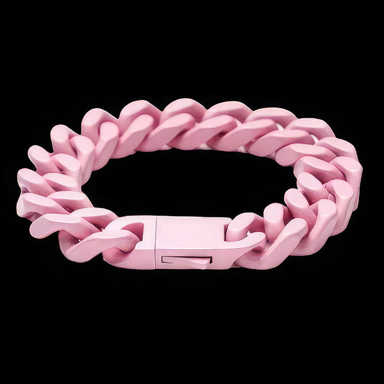 Pink Cuban Chain Link Bracelet