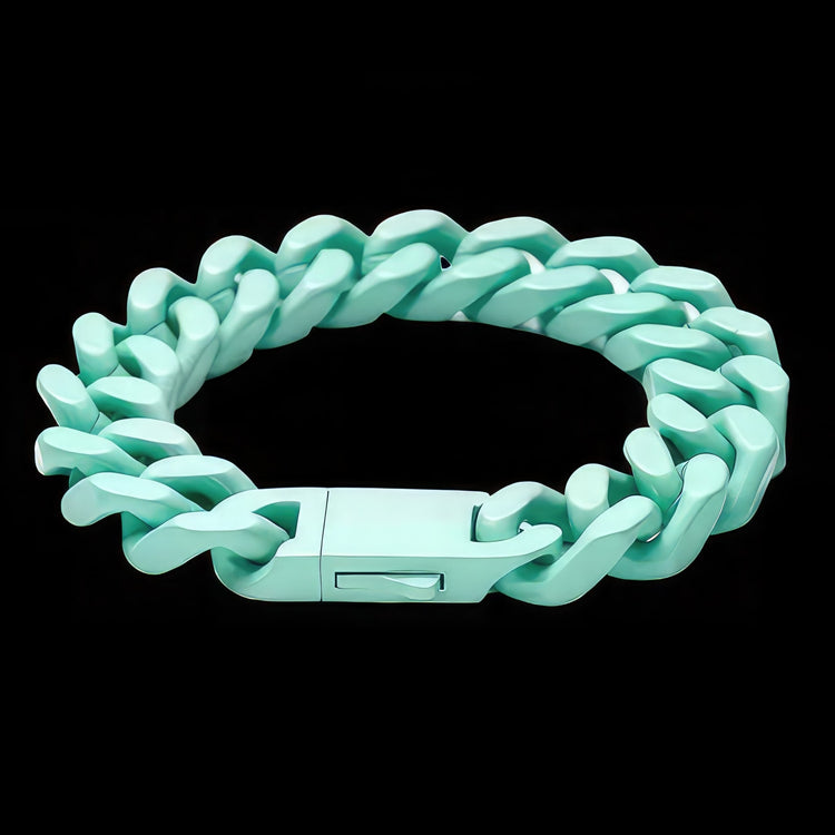 Turquoise Cuban Chain Link Bracelet