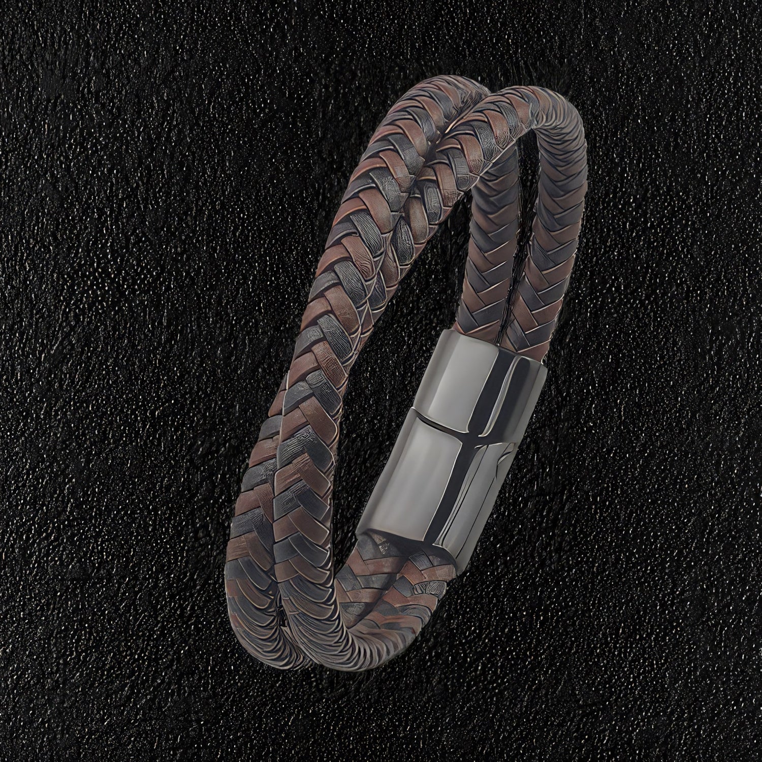 Black & Brown Criss Cross Leather Bracelet