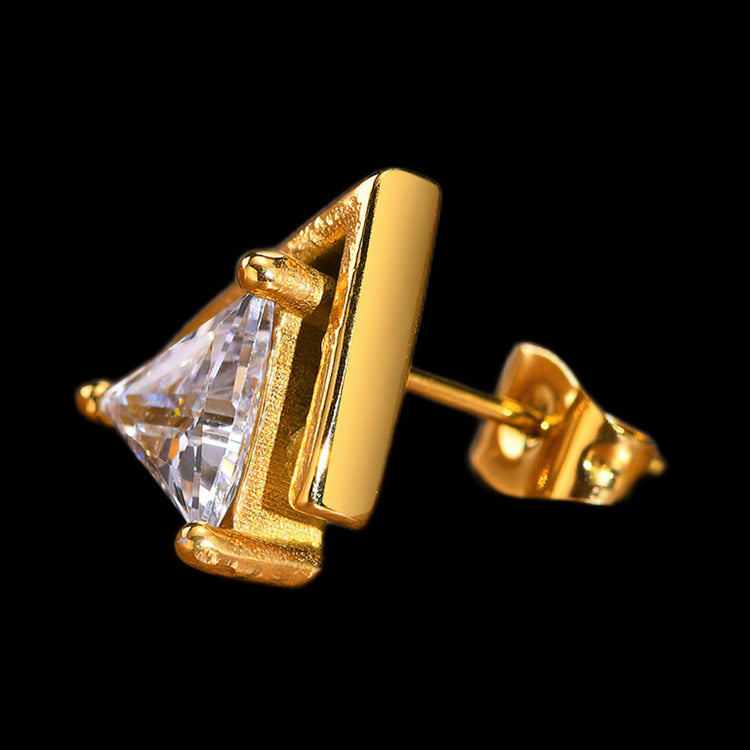 Crystal Double Triangle Earrings For Men