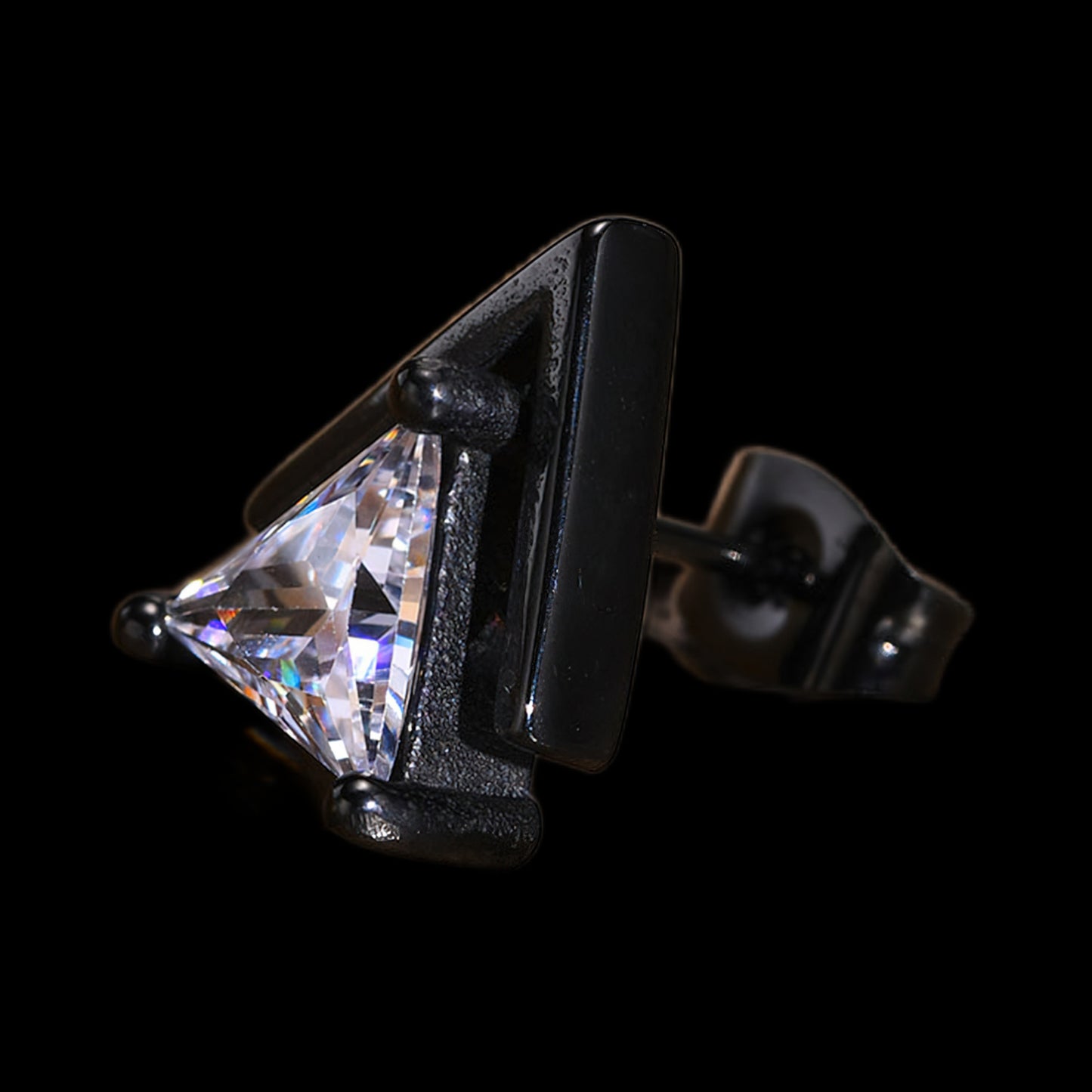 Men's Crystal Double Triangle Earrings