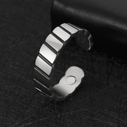 Silver Diagonal Steel Bar Ring