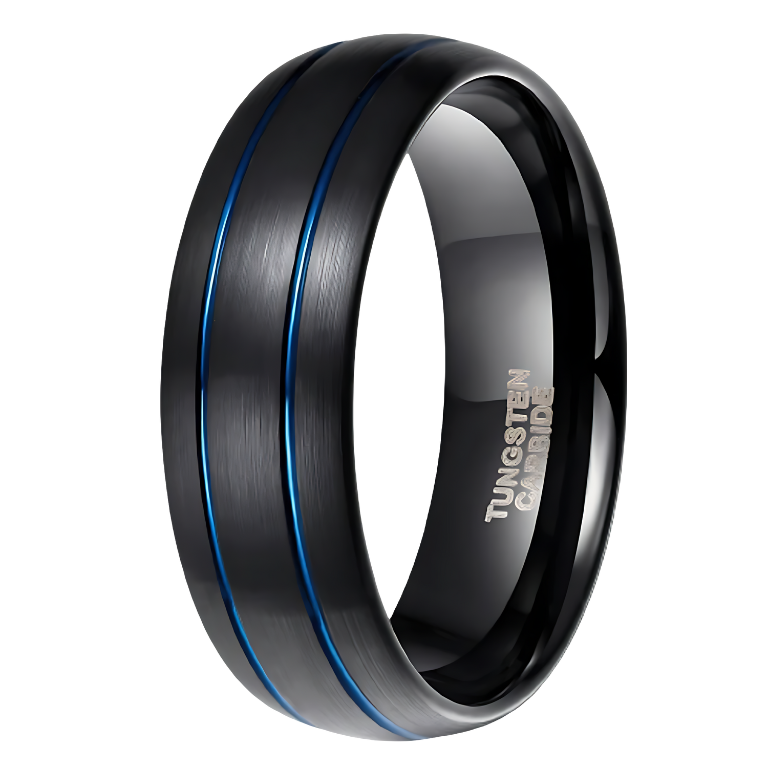 Double Blue Line Tungsten Ring